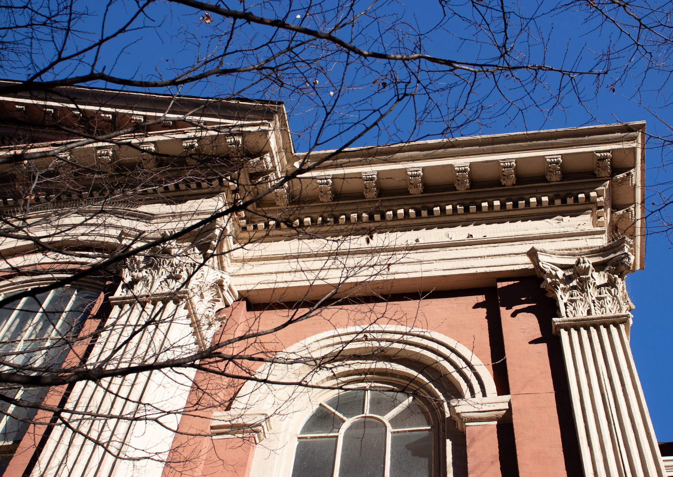 brooklyn- pilaster and cornice details on church