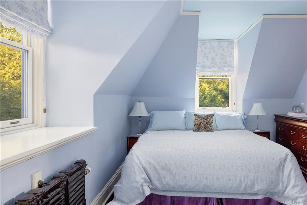 bedroom with pale lavender walls