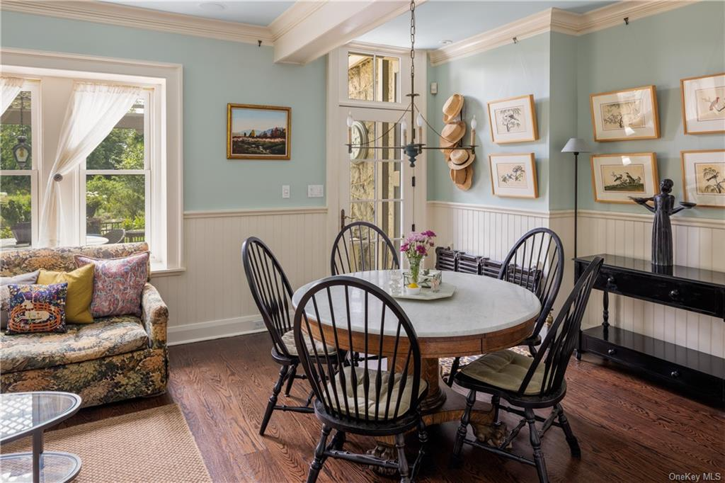 informal dining area with beadboard