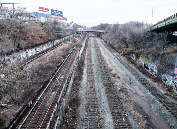 view of sunken tracks