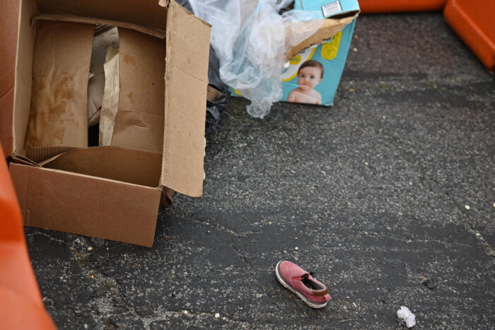 a shoe on the ground