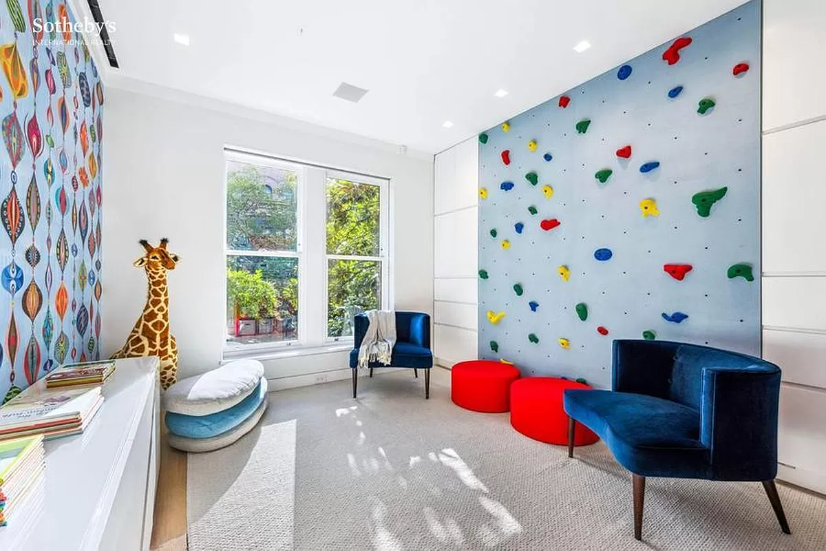 bedroom with climbing wall