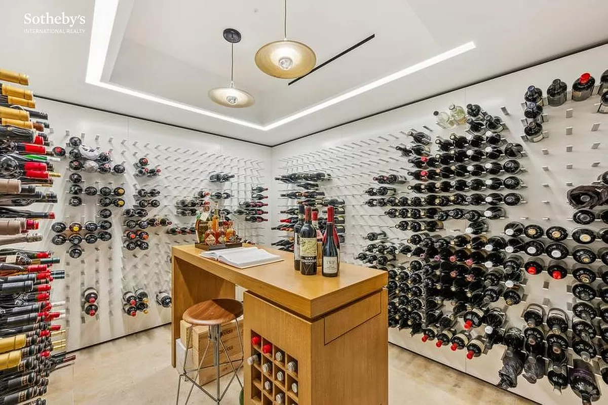 wine cellar with mounted bottle storage