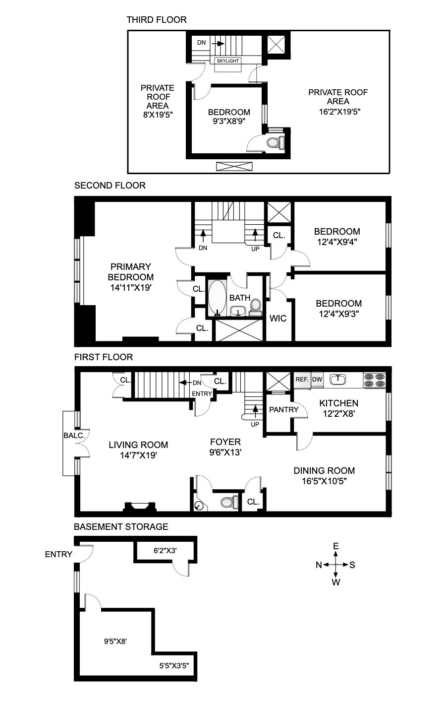 floorplan showing three floors