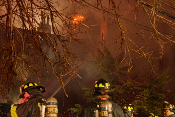 firefighters at the scene