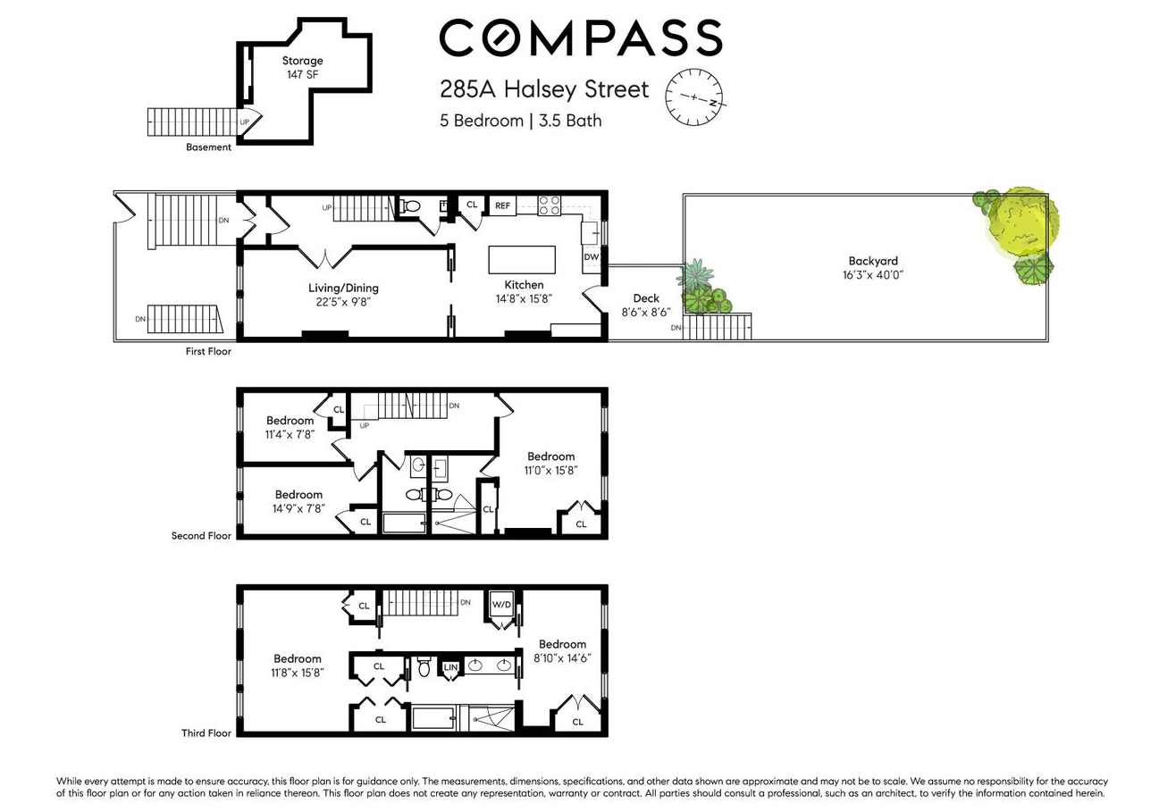 floorplan showing three floors of living space with storage in basement