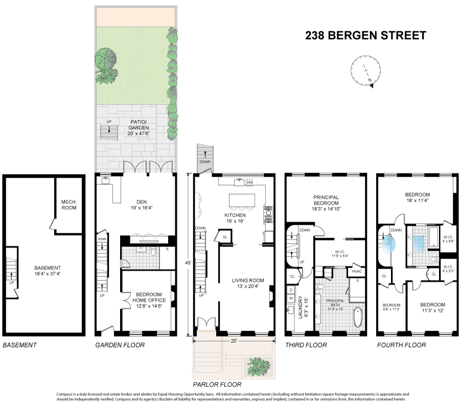 floor plan showing four floors of living space