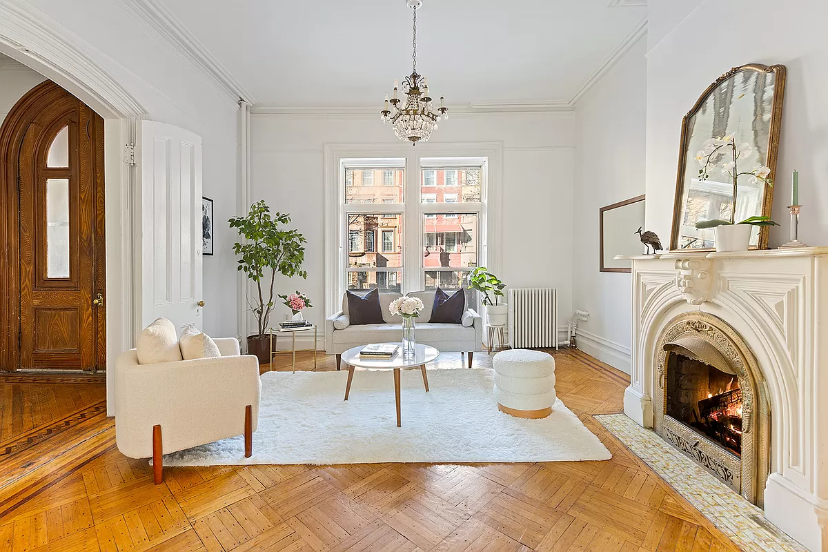 crown heights - parlor with mantel and wood floor