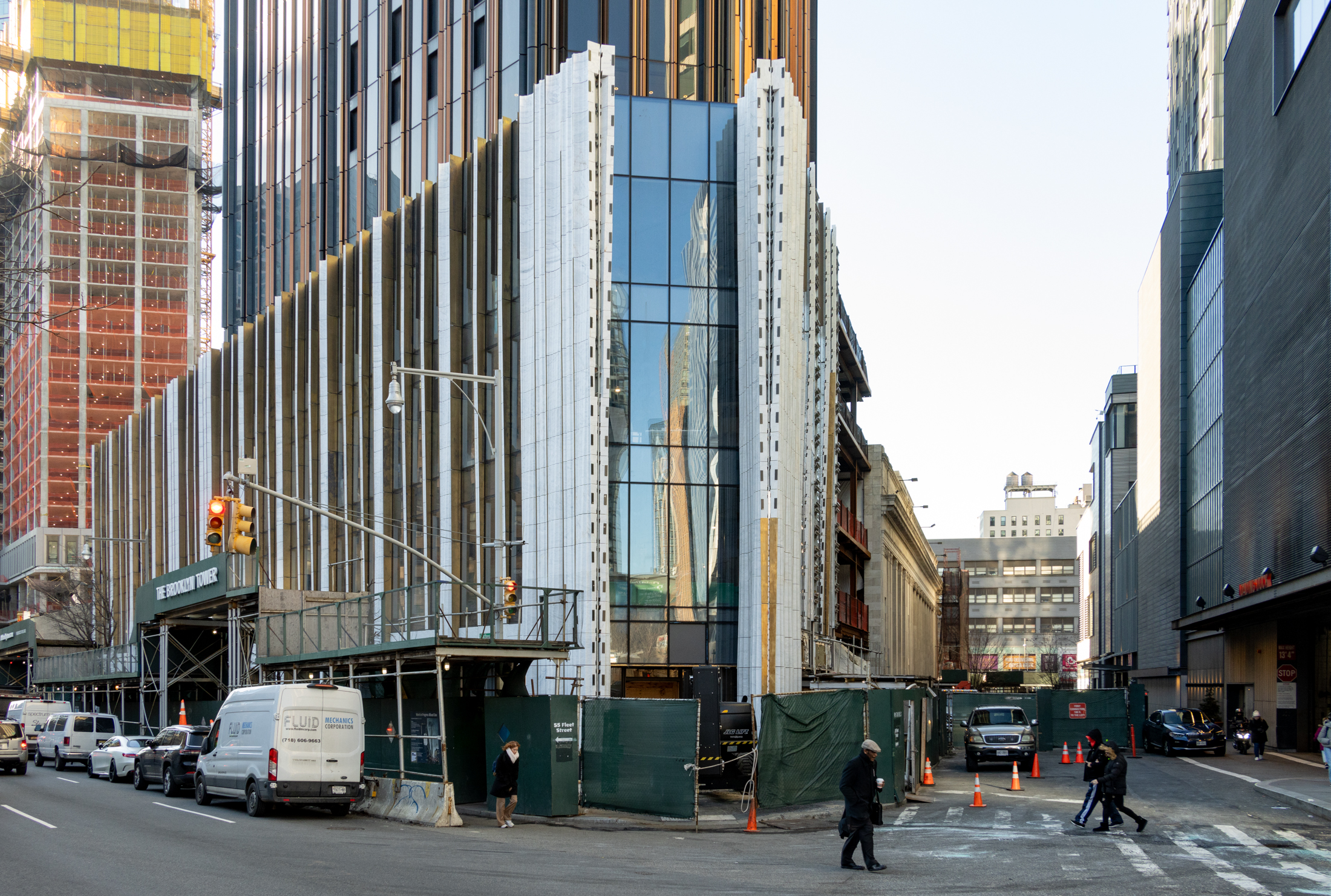 corner at flatbush extension with construction fence