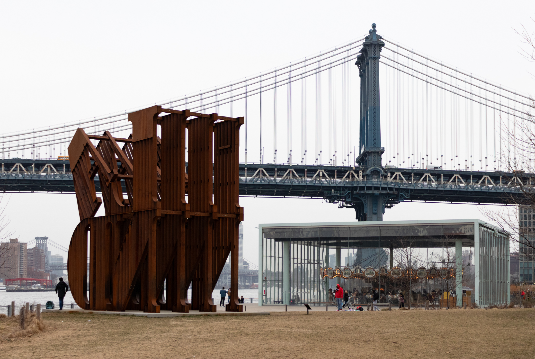 brooklyn - the manhattan bridge and janes carousel