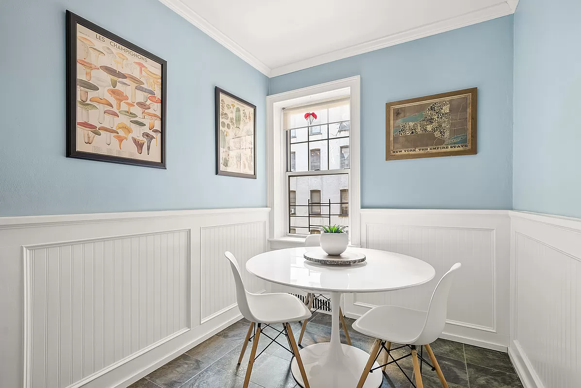 dining nook with white wainscoting