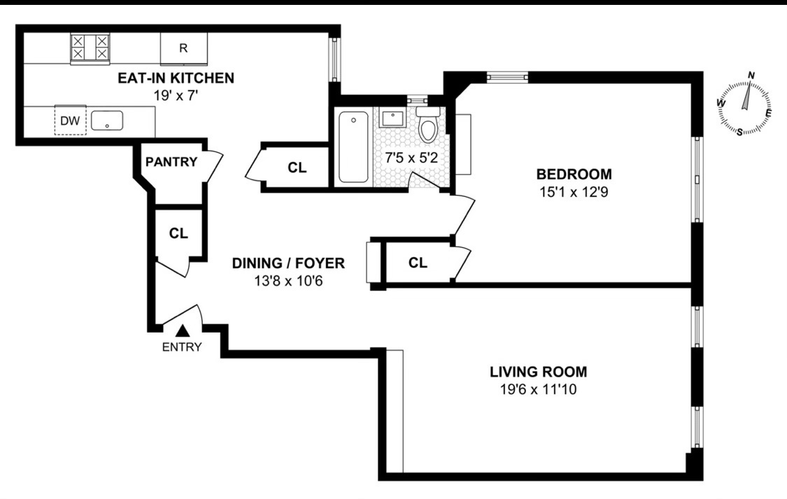 floorplan showing a large foyer and one bedroom