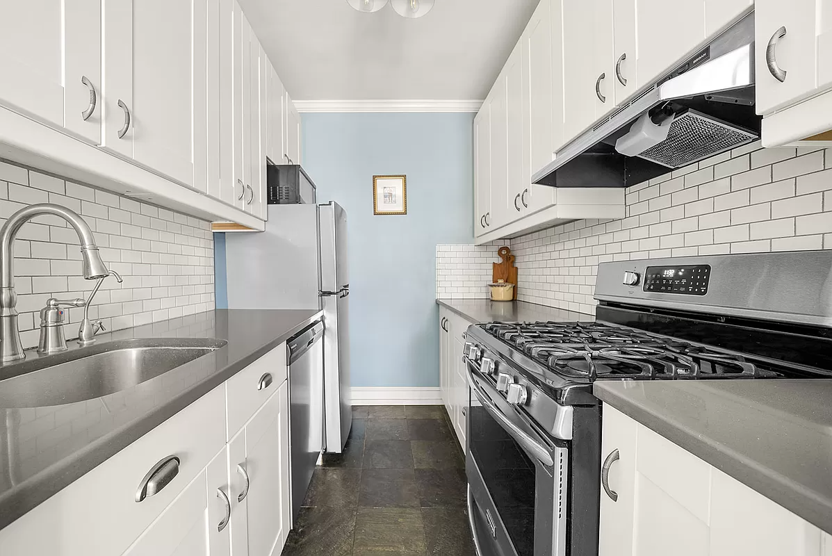 kitchen with white cabinets