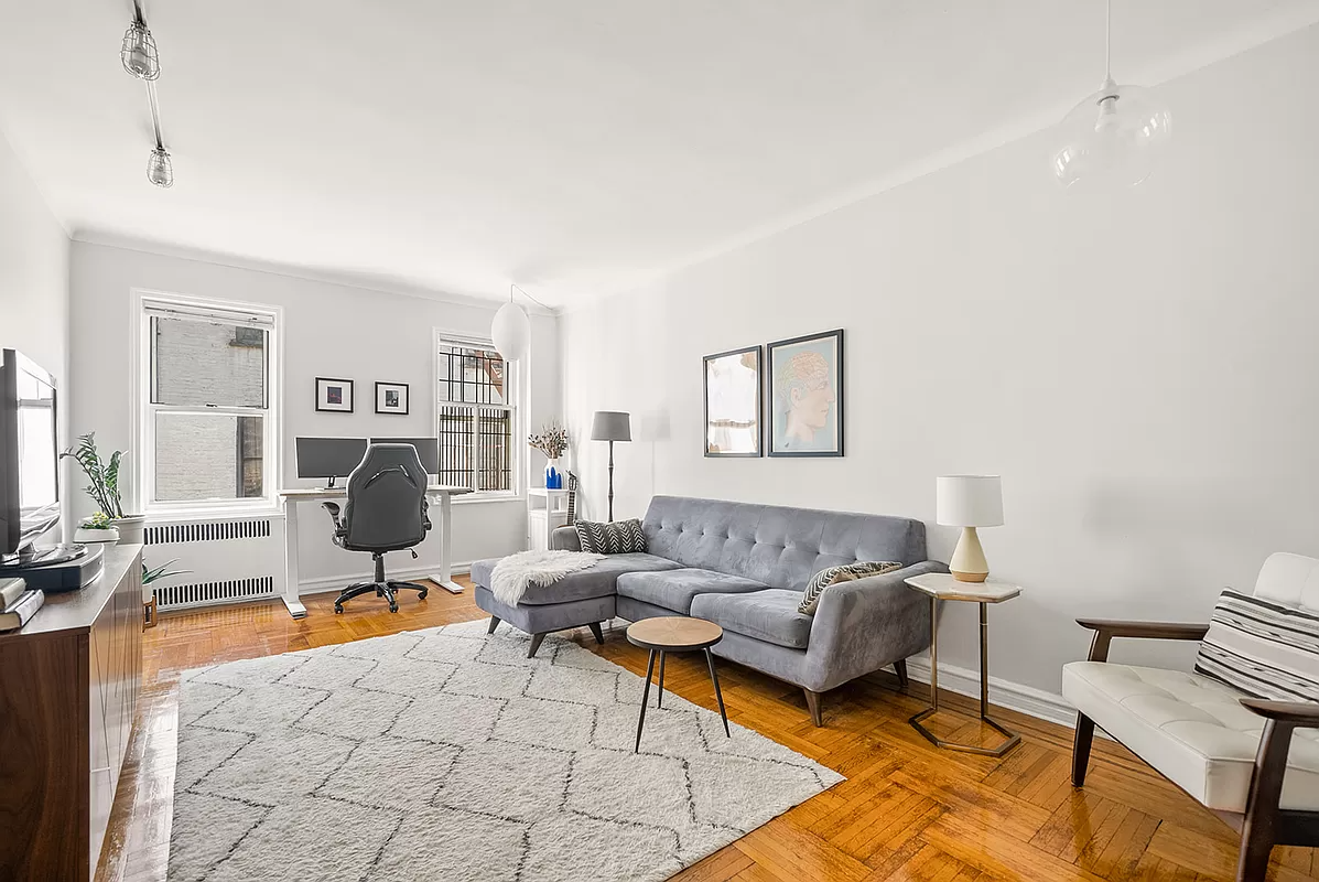 flatbush apartment - living room with wood floor