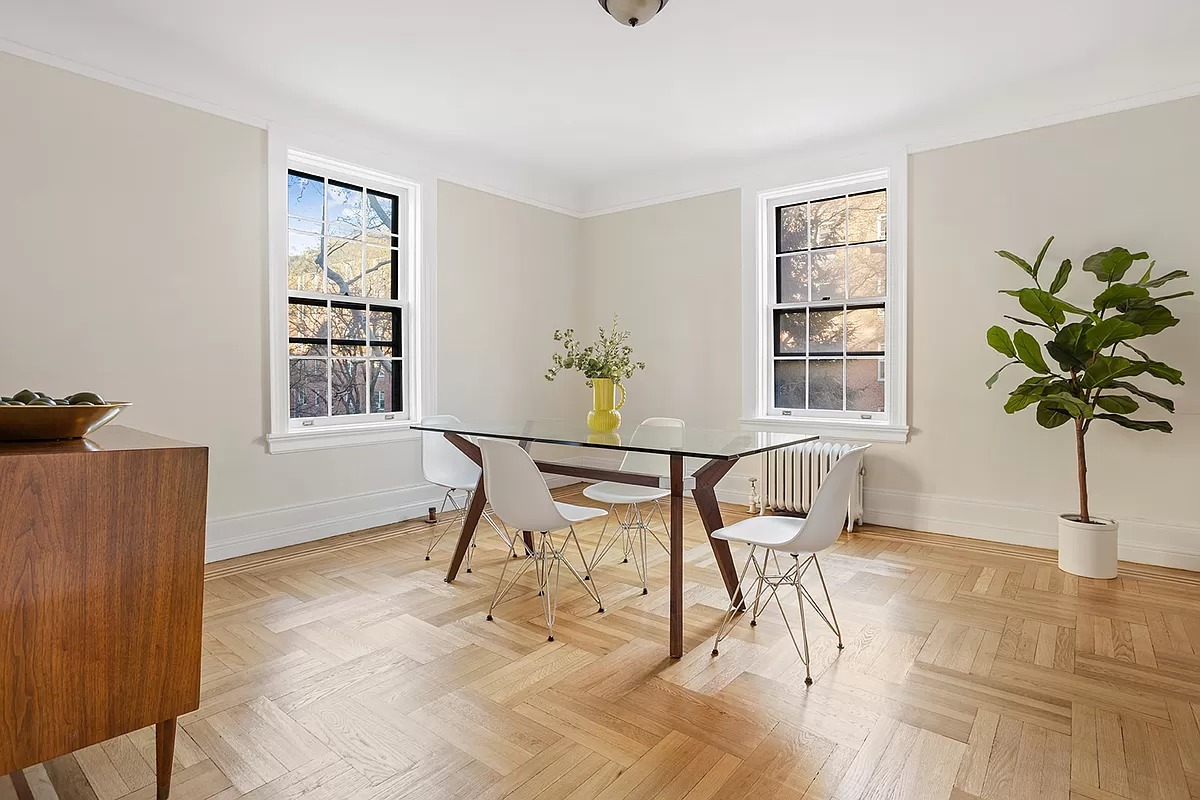 dining room with two exposures