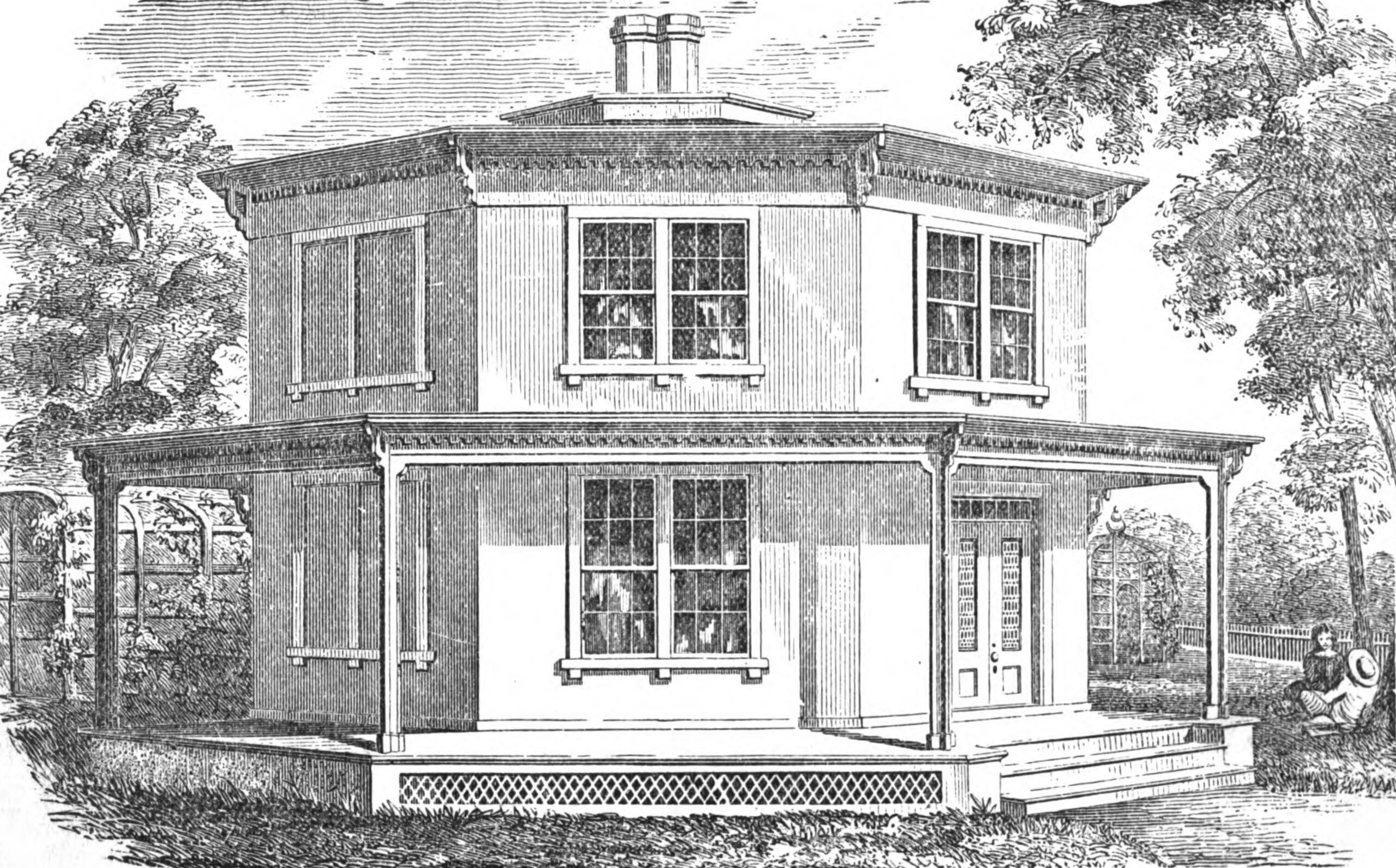 sketch of an octagon house