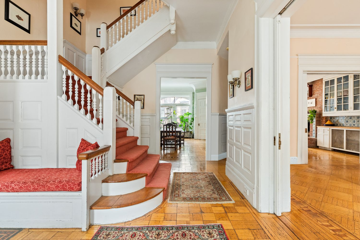 front hall with view to dining room, kitchen and parlor