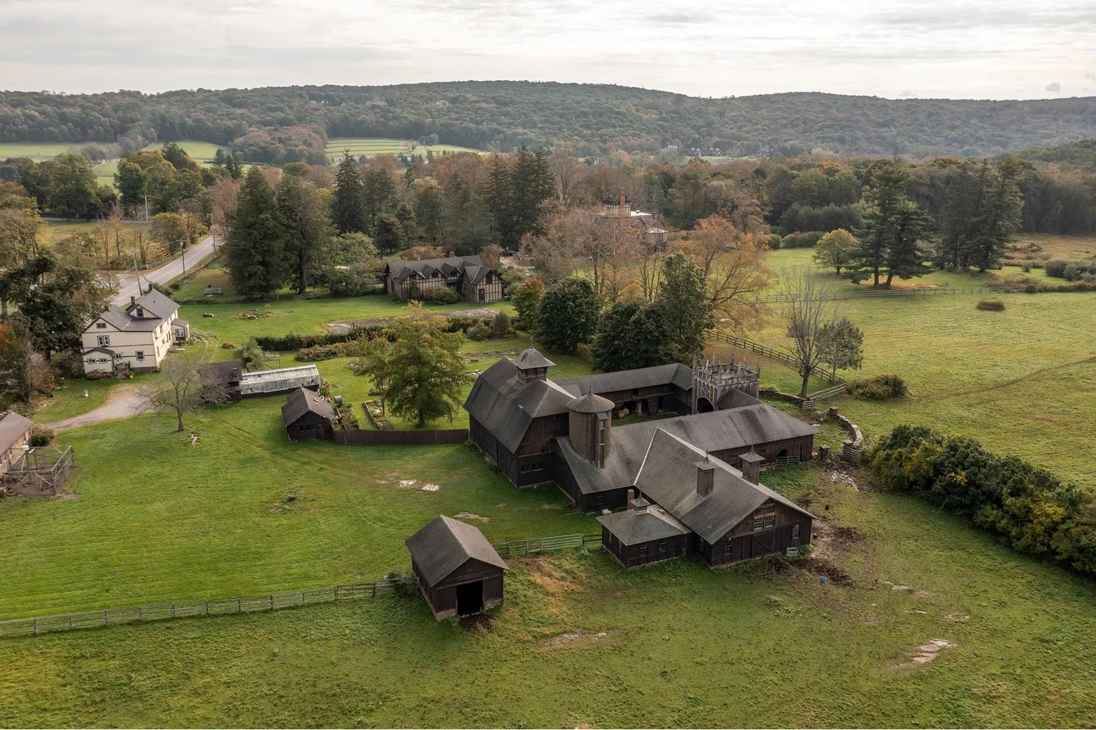 aerial view of the barn complex