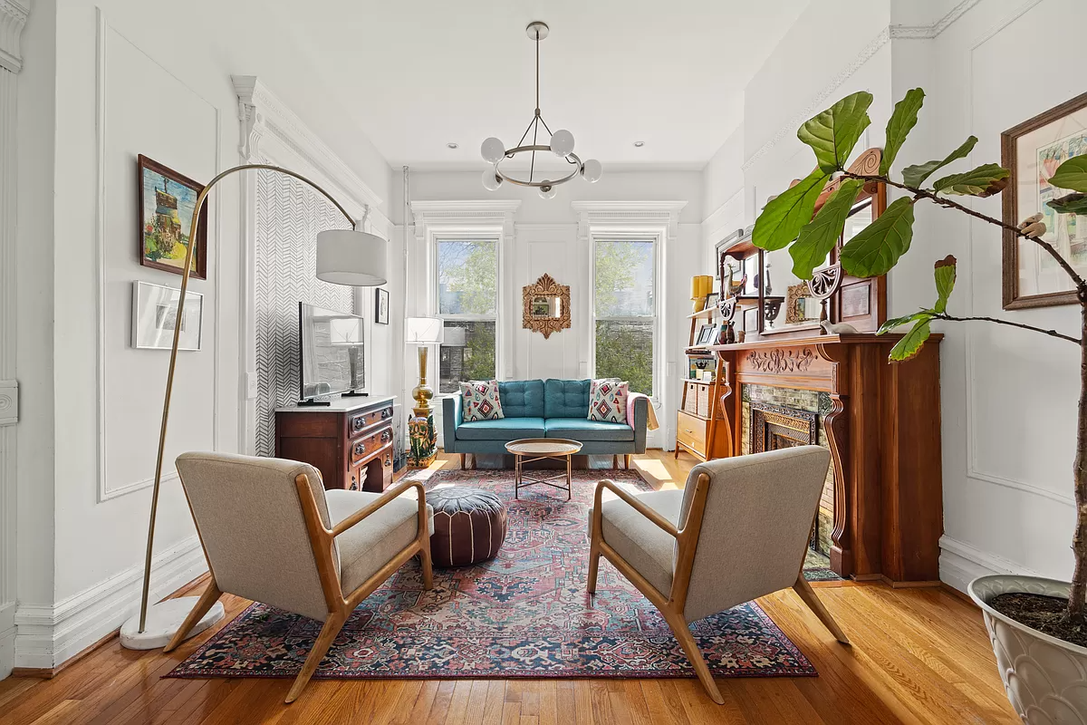 bed stuy - parlor with mantel and wall moldings