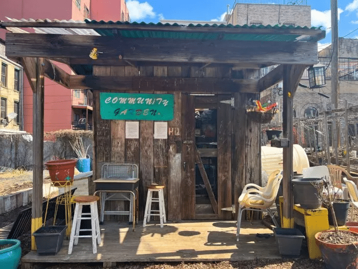 a shed in the garden 