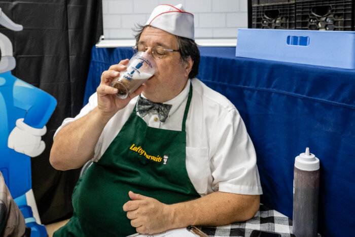 juror drinking an egg cream