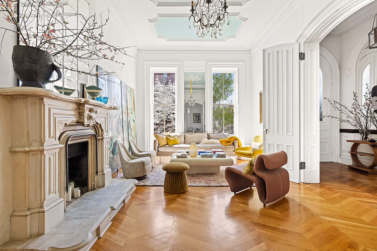 brooklyn open houses - parlor with marble mantel