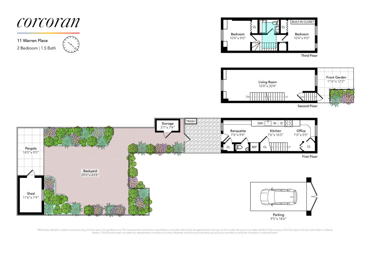 floor plan showing three floors of living space