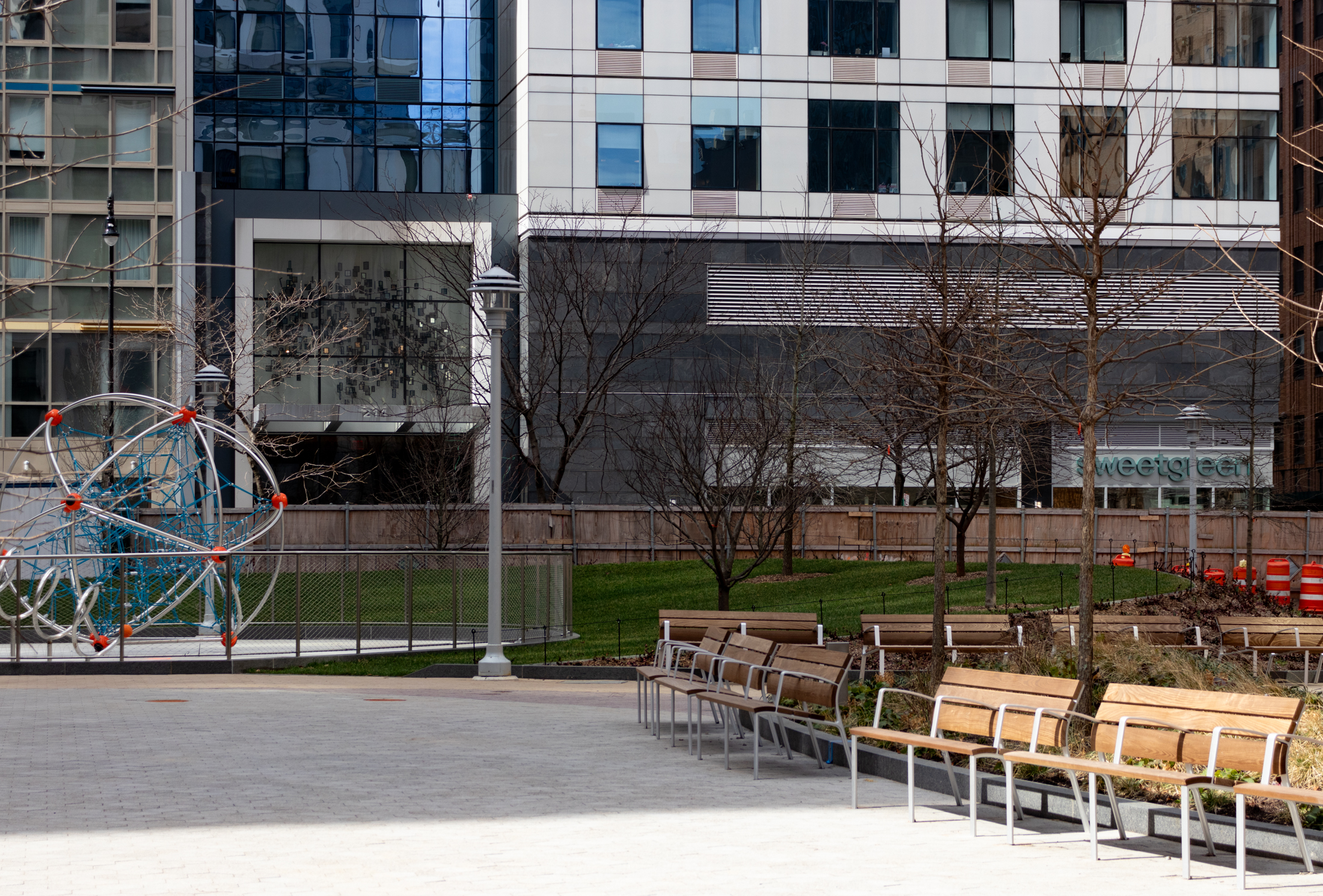 abolitionist park - benches and plantings in the park