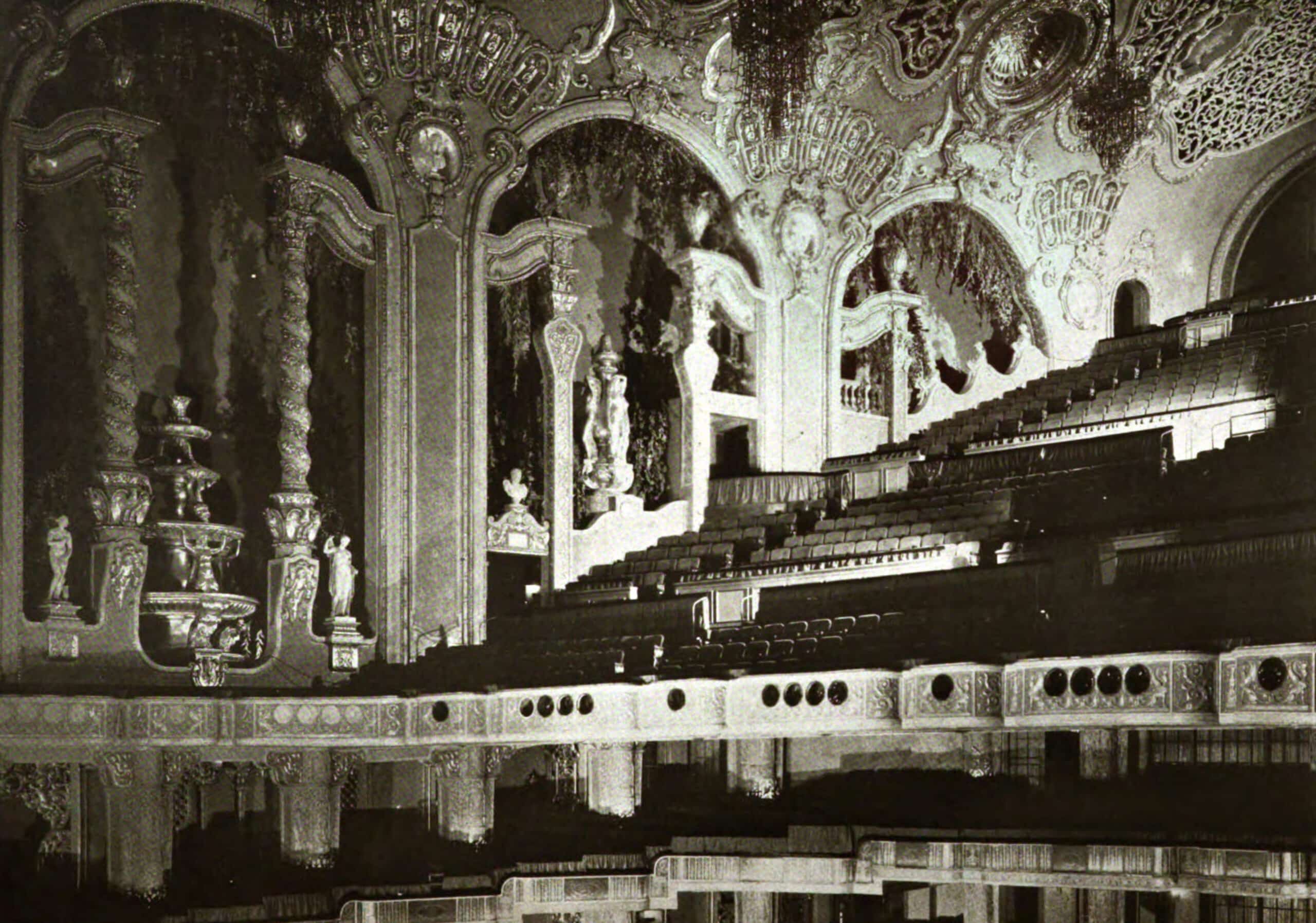 black and white photo of the lobby