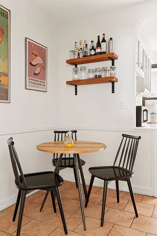 dining nook with tile floor