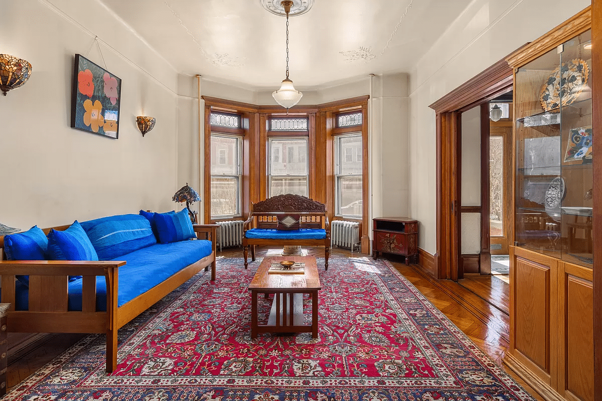 brooklyn - parlor with wood floor, plaster details