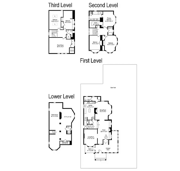floorplan showing four levels