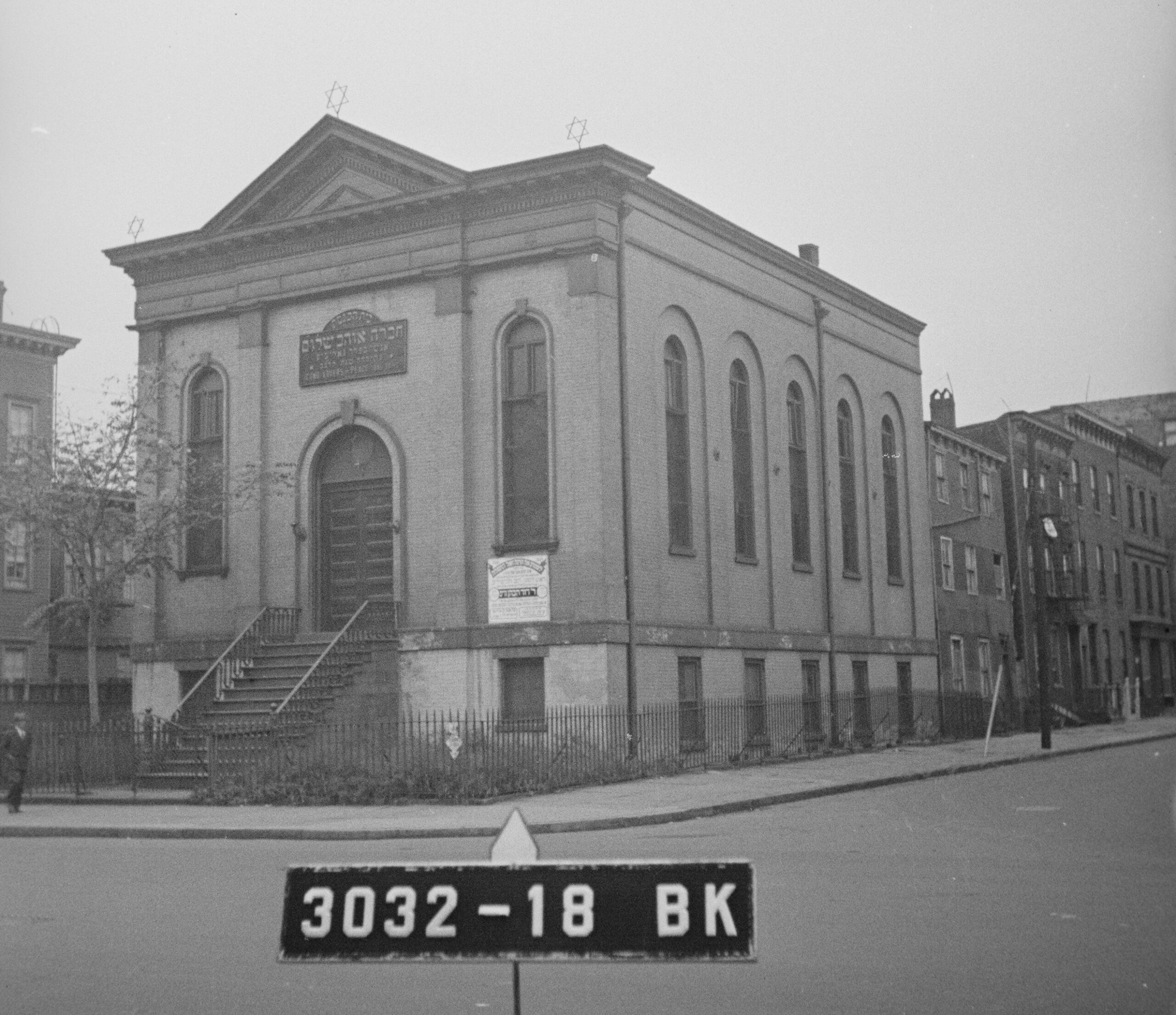 black and white photo of the building
