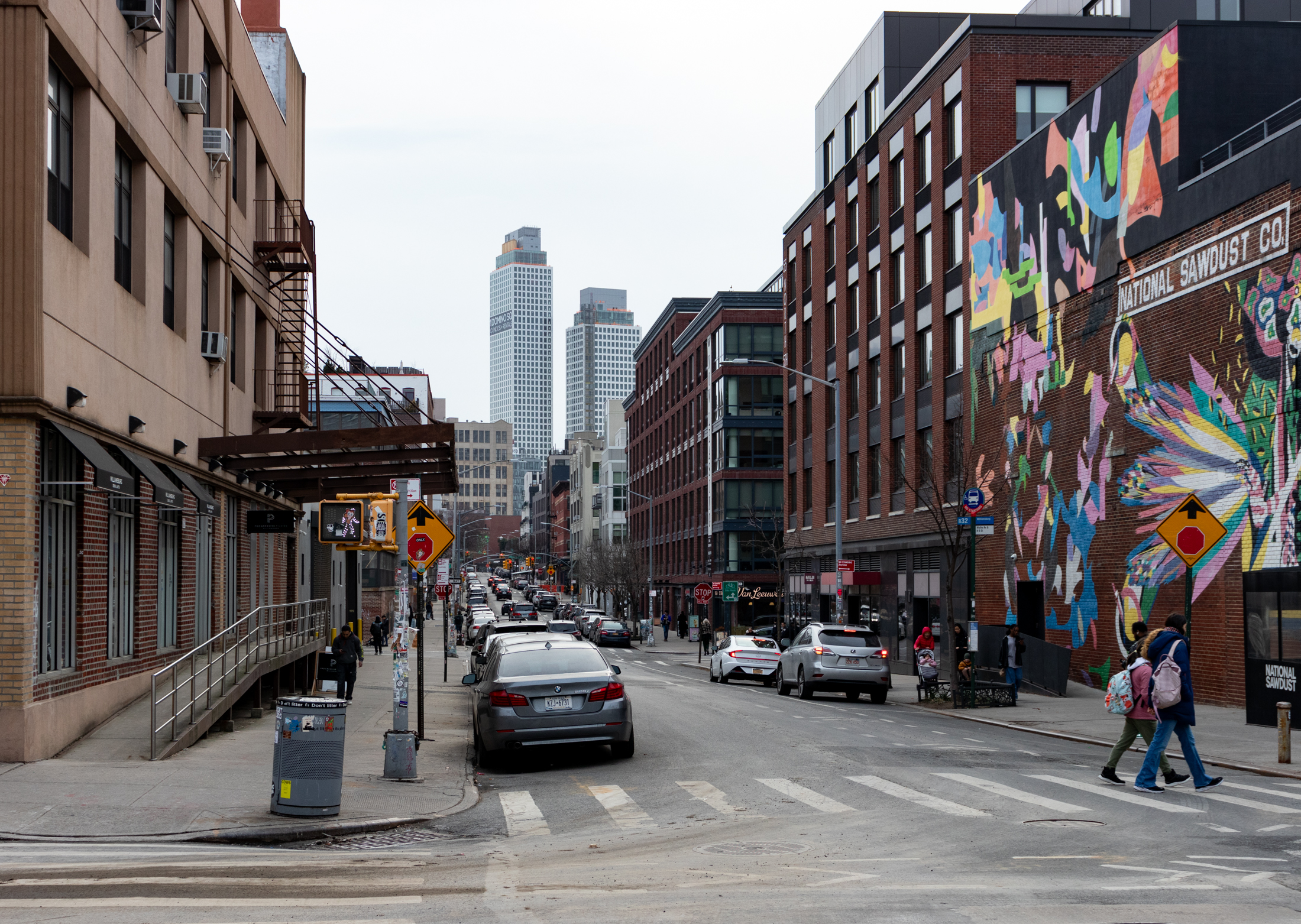 brooklyn - people crossing a street in Williamsburg