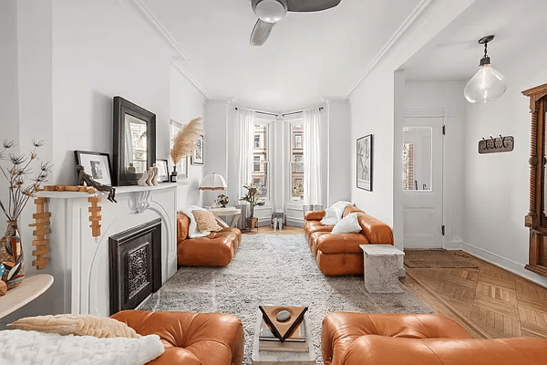 bed stuy - parlor with mantel and white walls