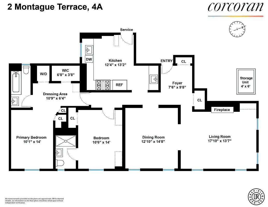 floor plan showing living room at one end of the unit and bedrooms at the other end