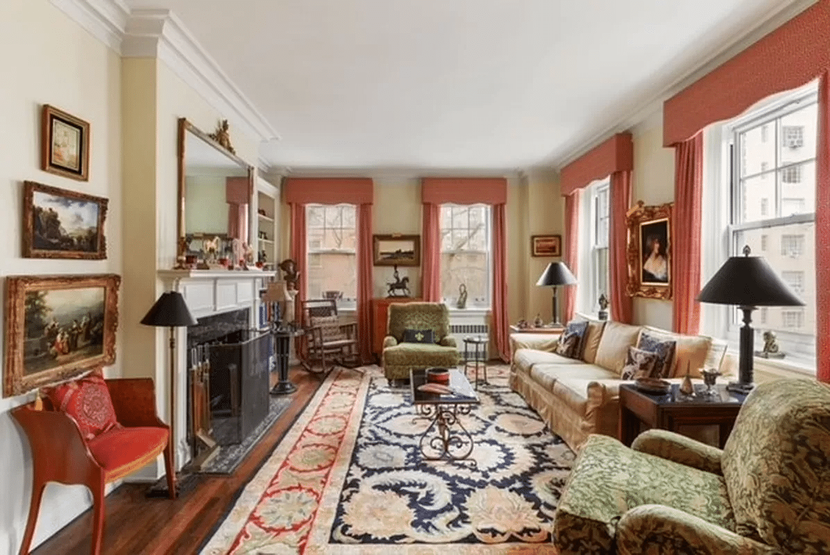 brooklyn heights - living room with fireplace, two exposures