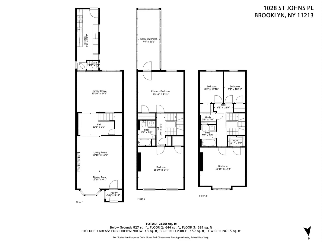 floor plan showing kitchen on the first floor with two floors of bedrooms above