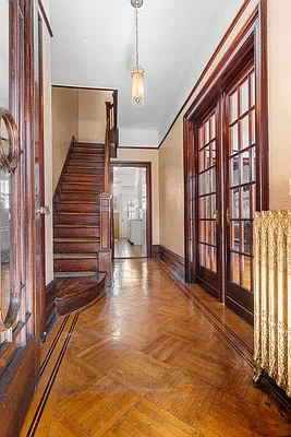 entrance hall with french doors to living room