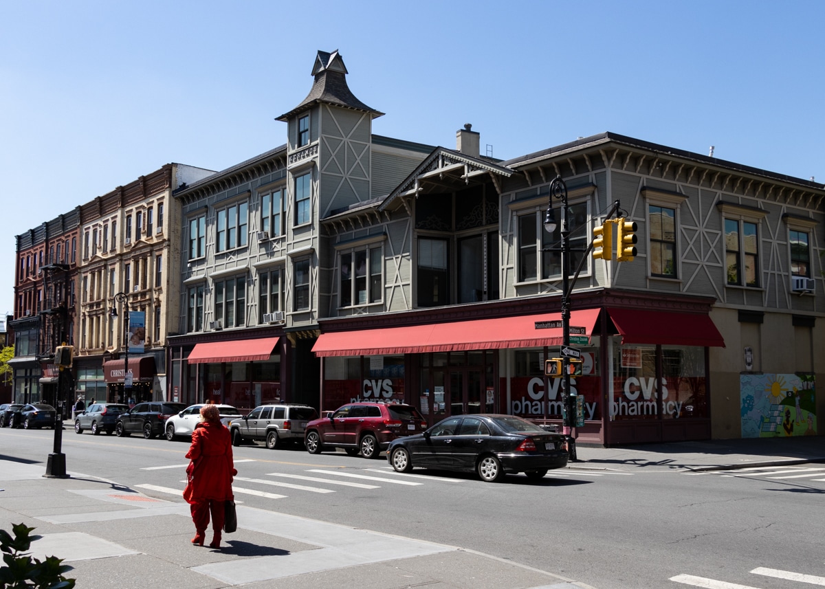 brooklyn - view of commercial buildings on manhattan avenue in greenpoint