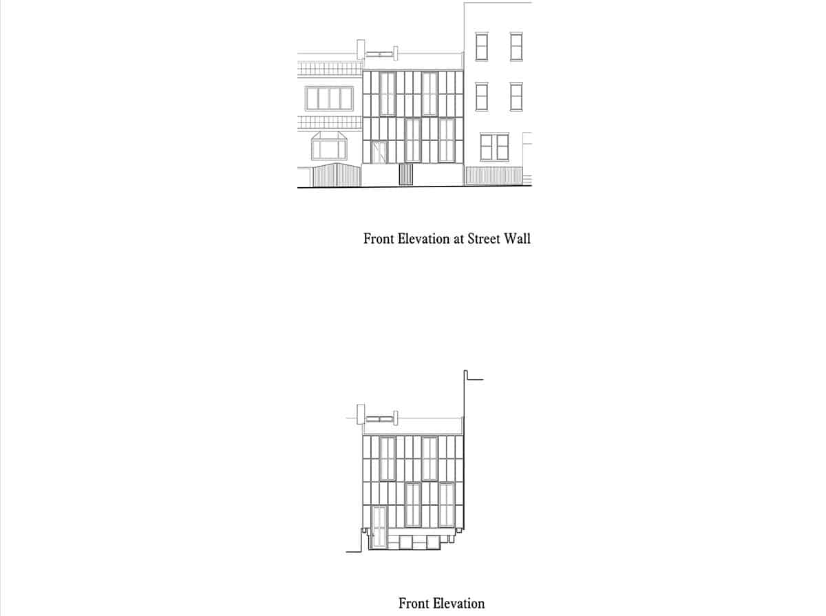 drawing of building exterior showing fenestration