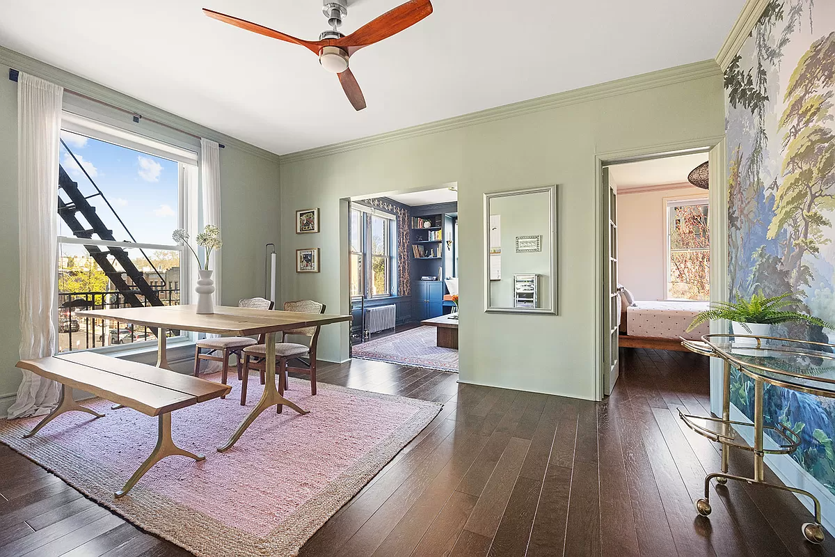 sunset park - dining room with views into a bedroom and the living room