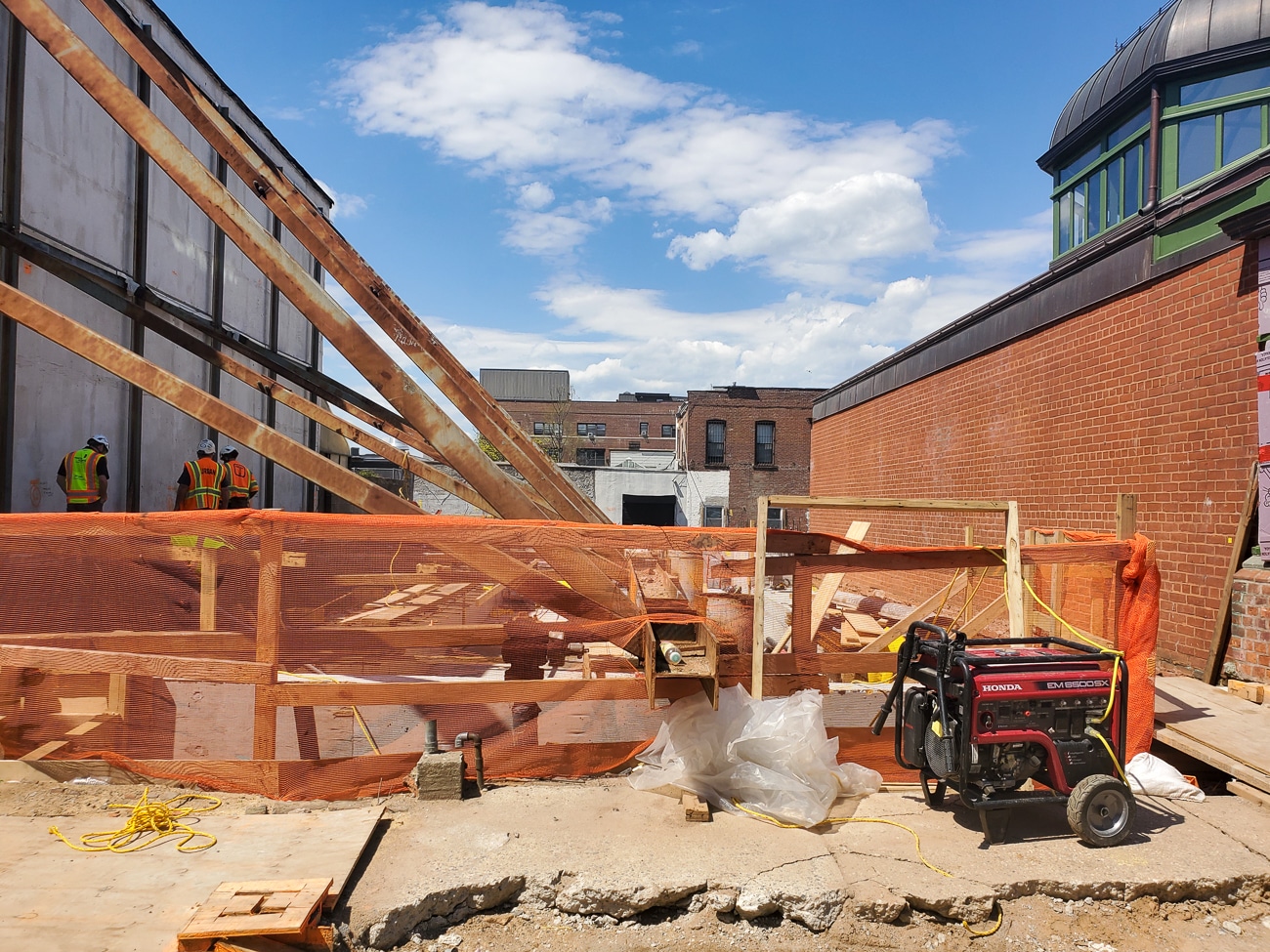 bracing against an adjoining building