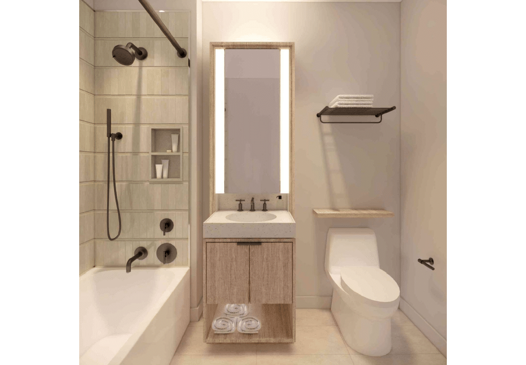 rendering of a bathroom with a tub