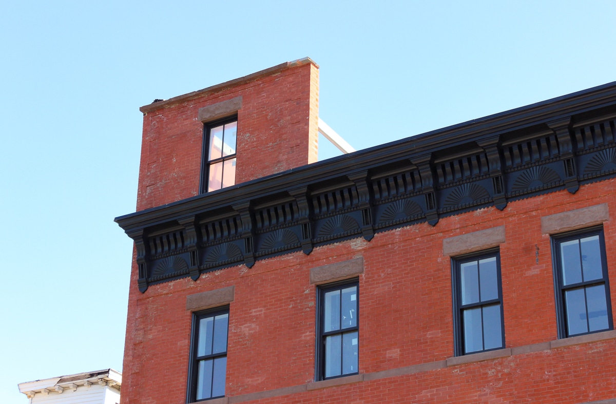 roof detail above cornice