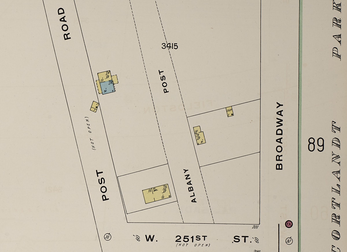 map showing the small house with a frame and stone wing and porches