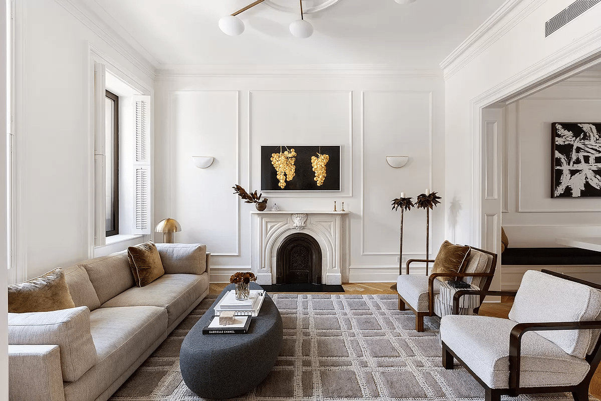 brooklyn open house - parlor with white walls and a mantel