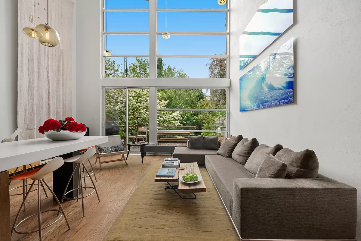 brooklyn open house - dining room with rear wall of glass