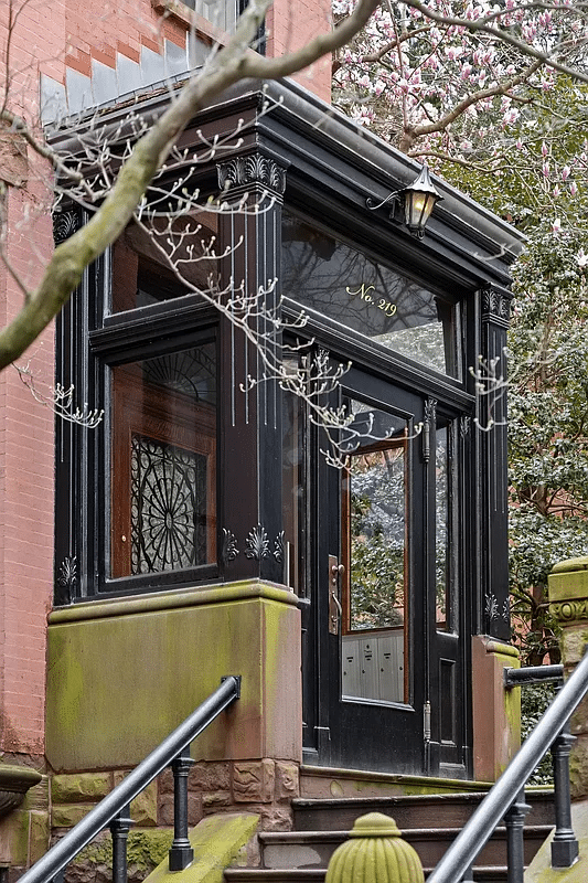 vestibule with painted No. 219 in the transom