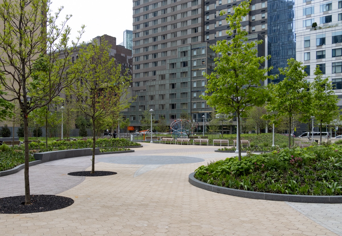 abolitionist park - paved areas and planting beds in the new park